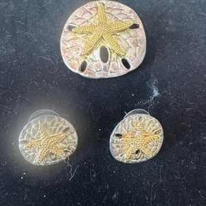 MJ vintage Starfish pin/Brooch and earrings Set
Two tone